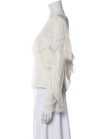 LoveShackFancy Silk V-Neck Blouse