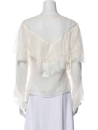 LoveShackFancy Silk V-Neck Blouse
