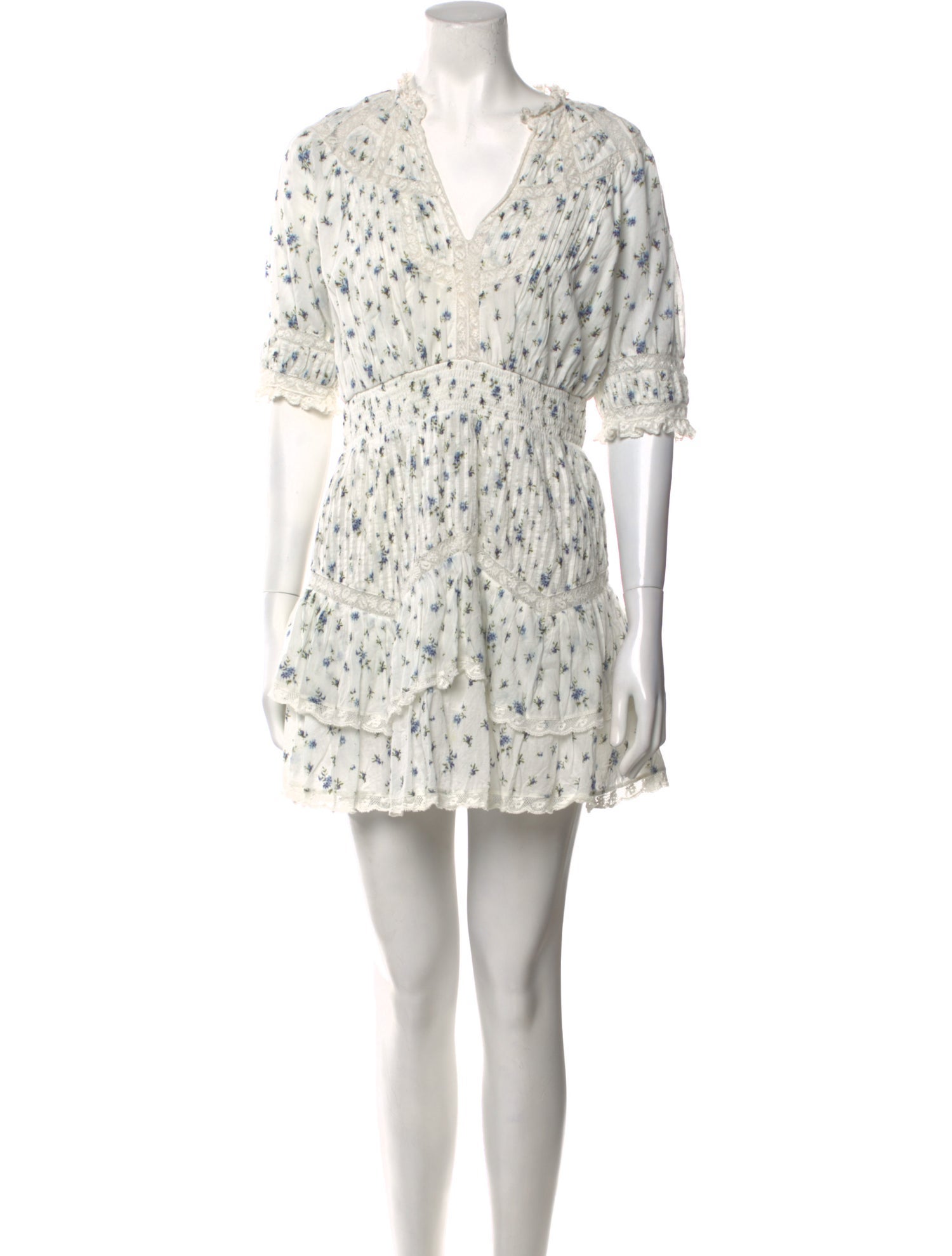 LoveShackFancy Floral Print Mini Dress