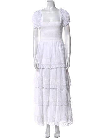 LoveShackFancy Square Neckline Long Dress