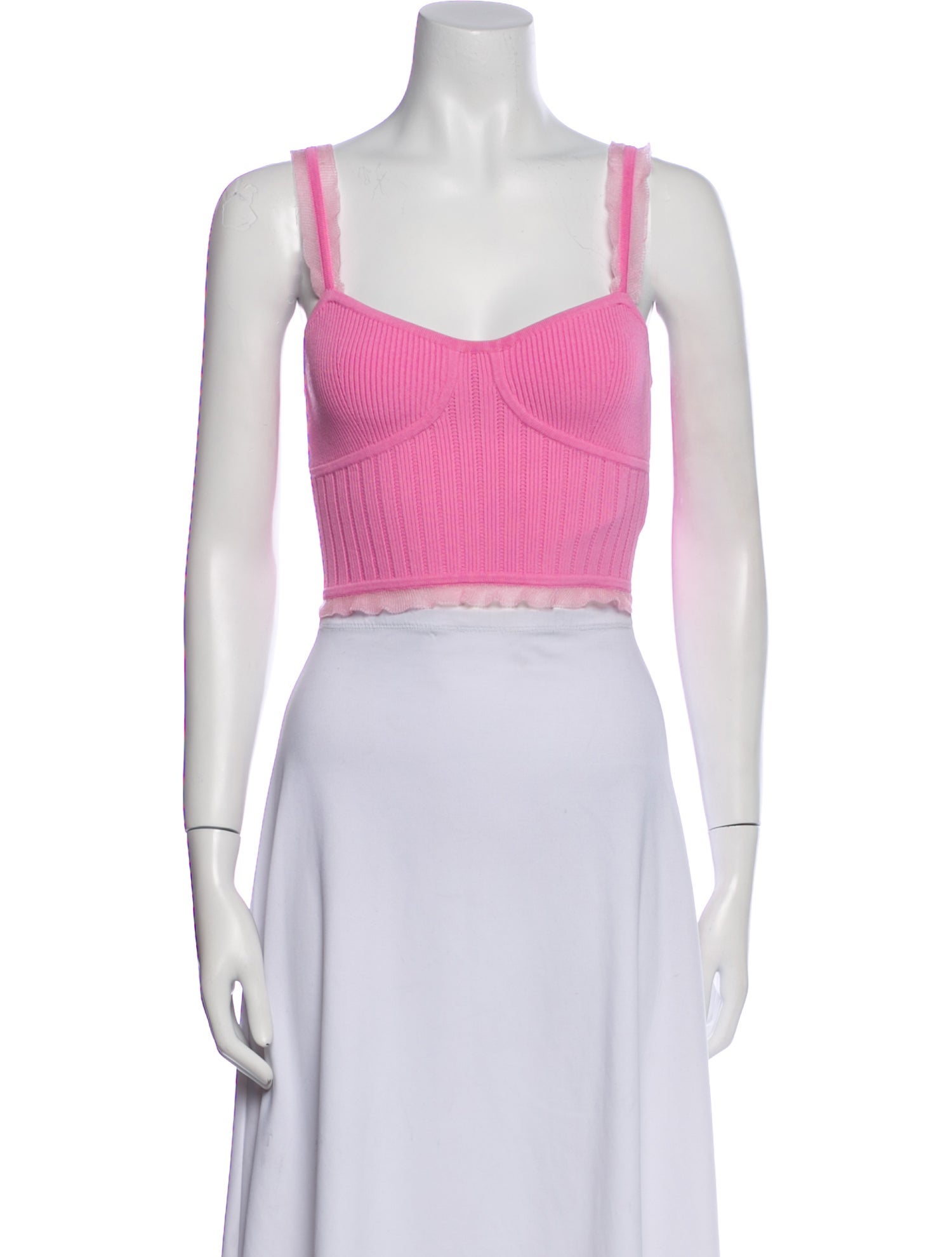 LoveShackFancy Square Neckline Sleeveless Crop Top