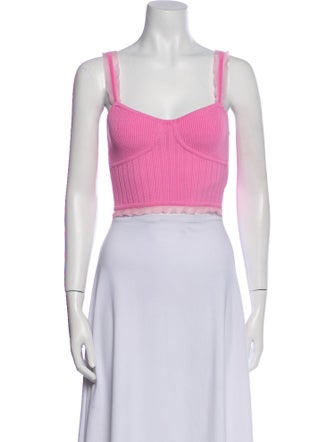 LoveShackFancy Square Neckline Sleeveless Crop Top