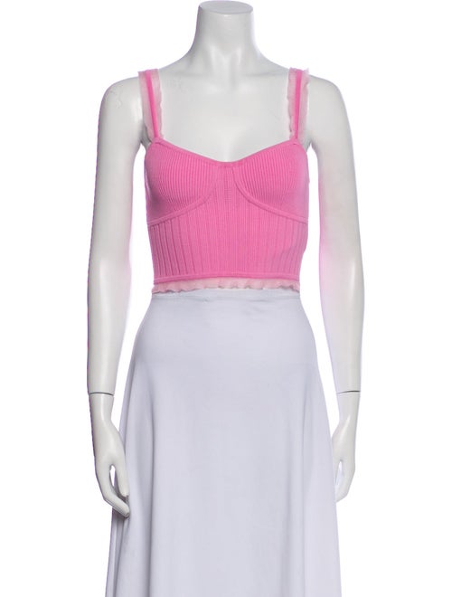 LoveShackFancy Square Neckline Sleeveless Crop Top