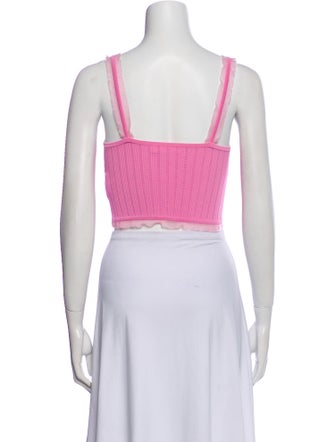 LoveShackFancy Square Neckline Sleeveless Crop Top