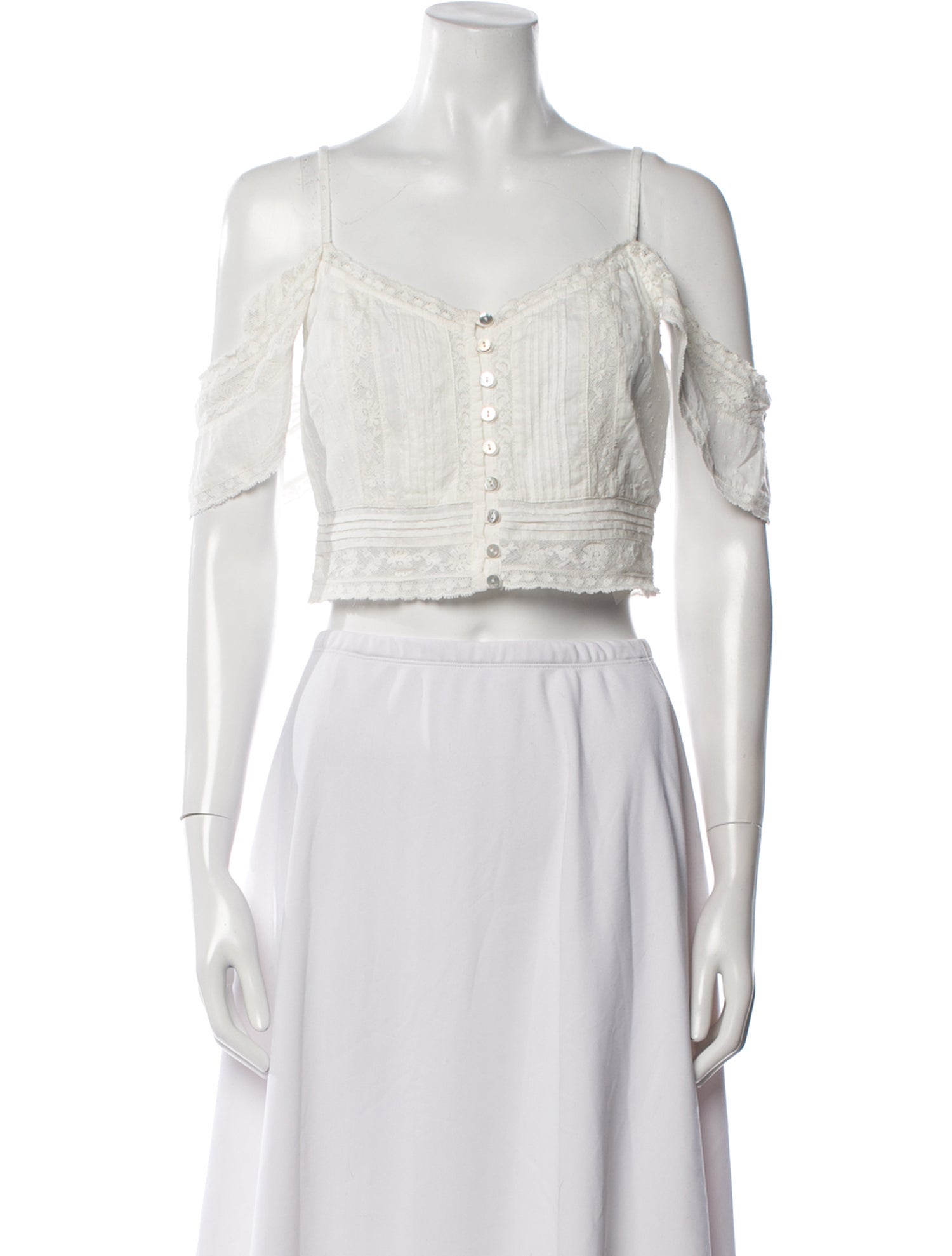 LoveShackFancy Square Neckline Short Sleeve Crop Top w/ Tags