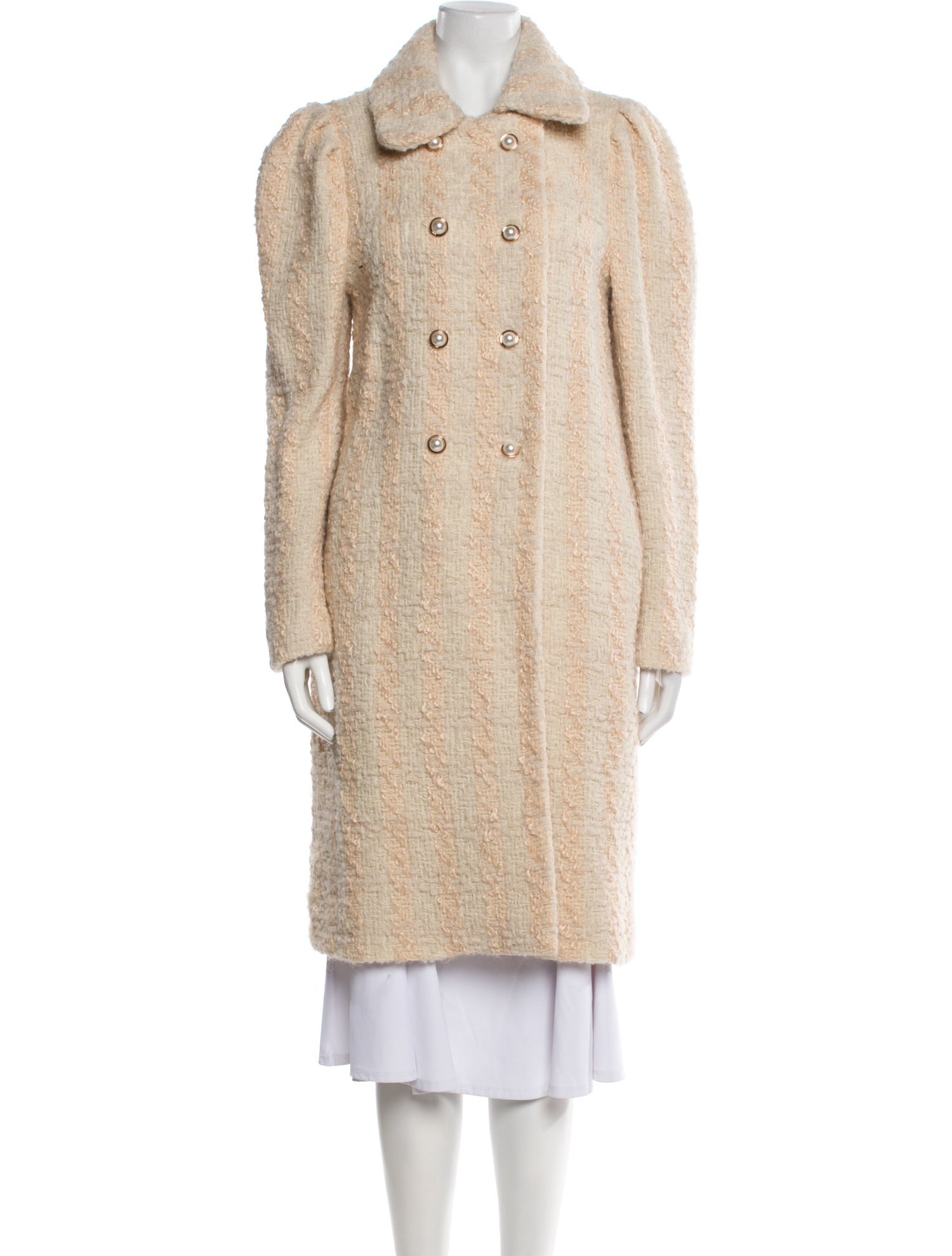 LoveShackFancy Wool Striped Faux Fur Coat