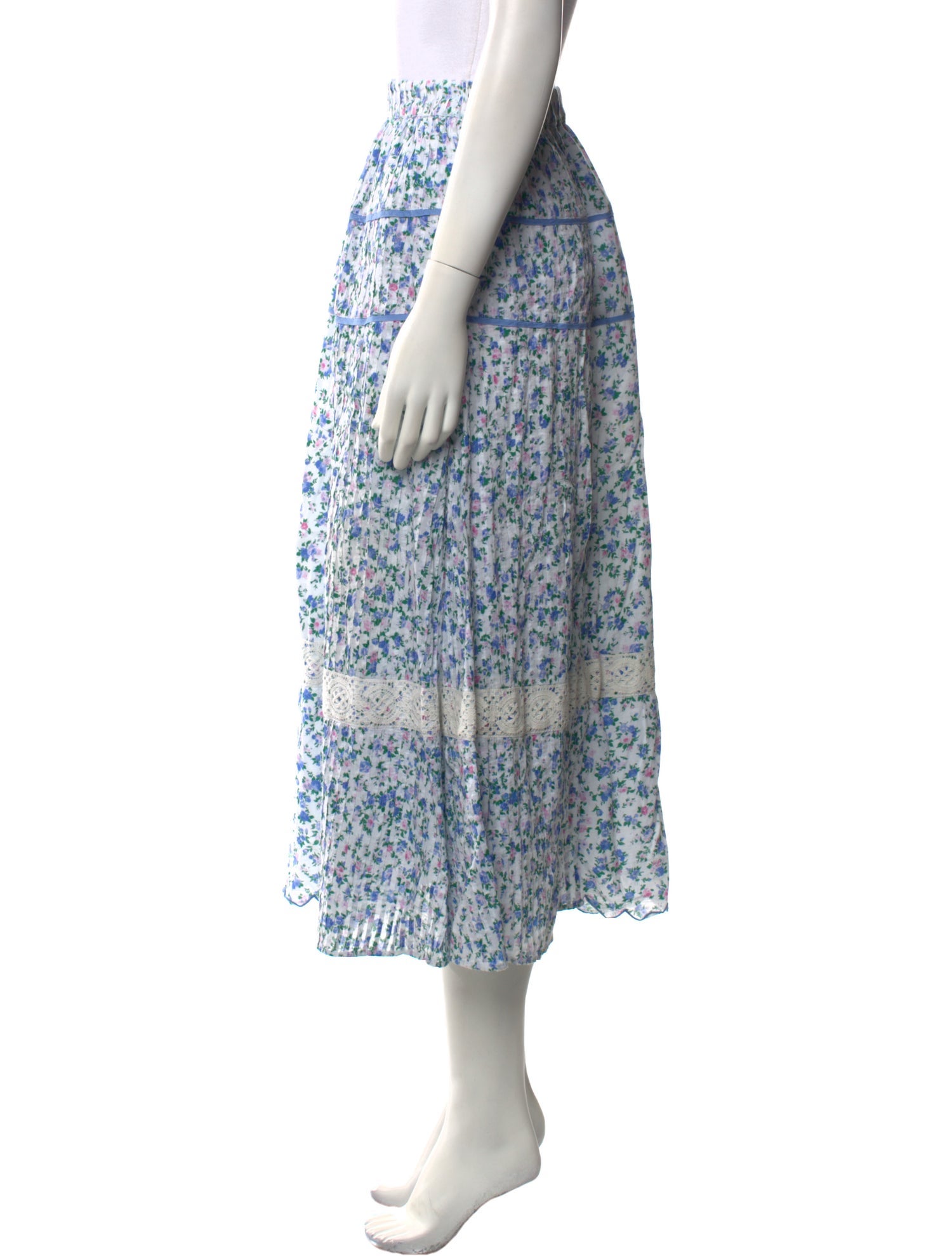 LoveShackFancy Floral Print Midi Length Skirt