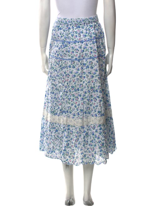 LoveShackFancy Floral Print Midi Length Skirt