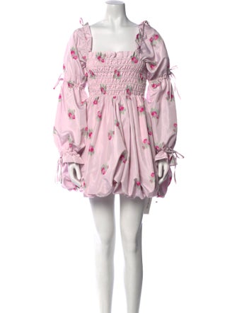 LoveShackFancy Floral Print Mini Dress