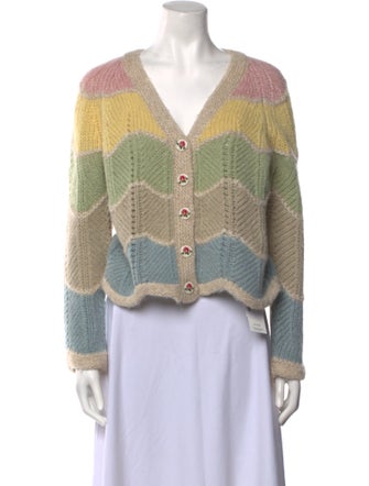 LoveShackFancy Striped V-Neck Sweater