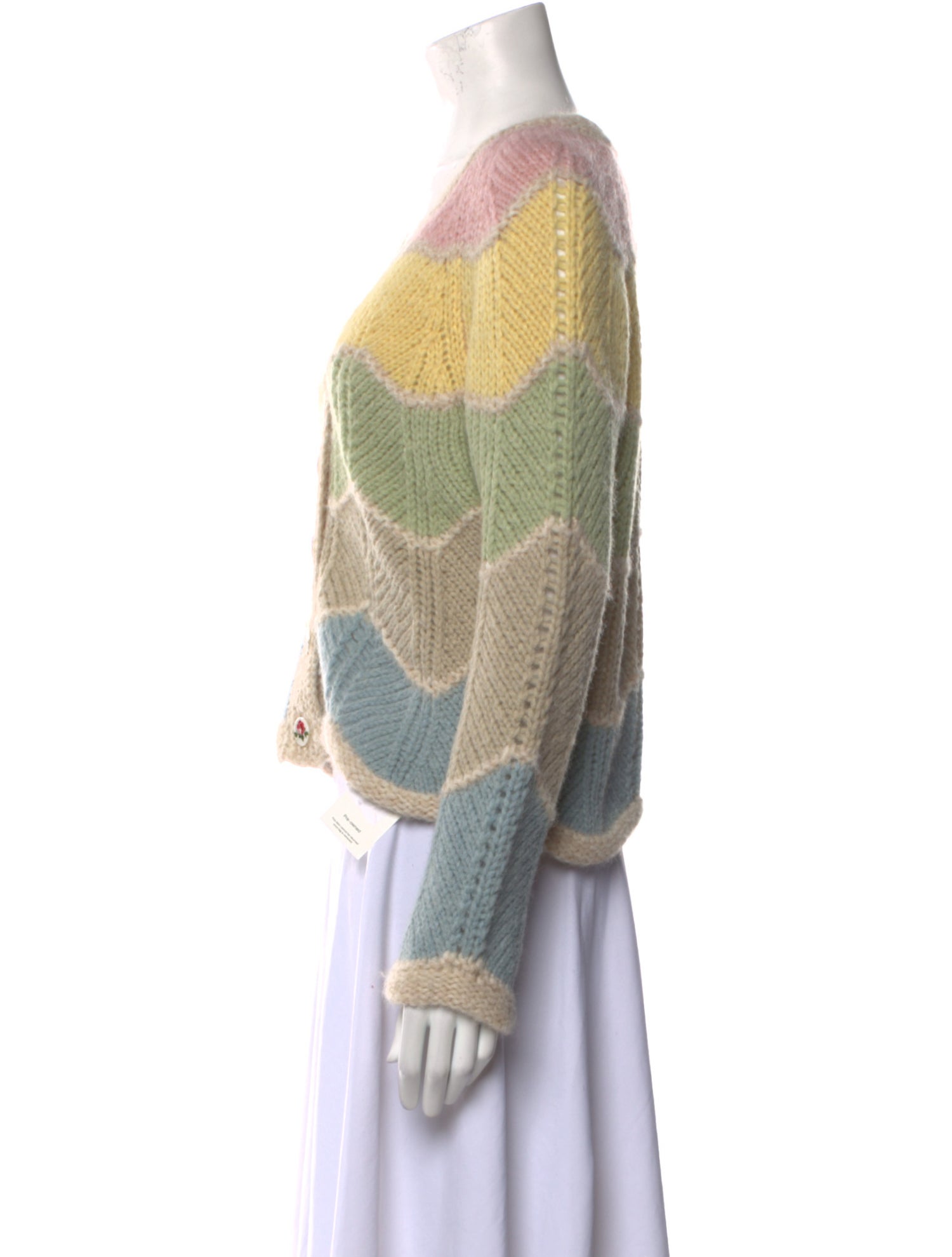 LoveShackFancy Striped V-Neck Sweater