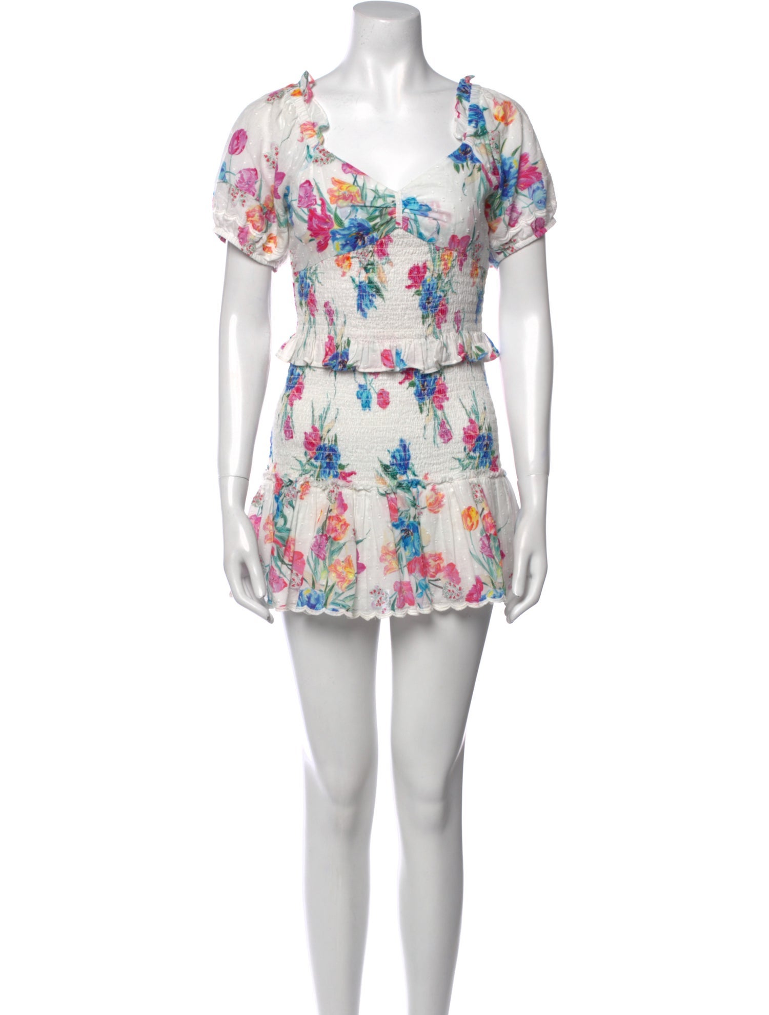 LoveShackFancy Floral Print Mini Dress