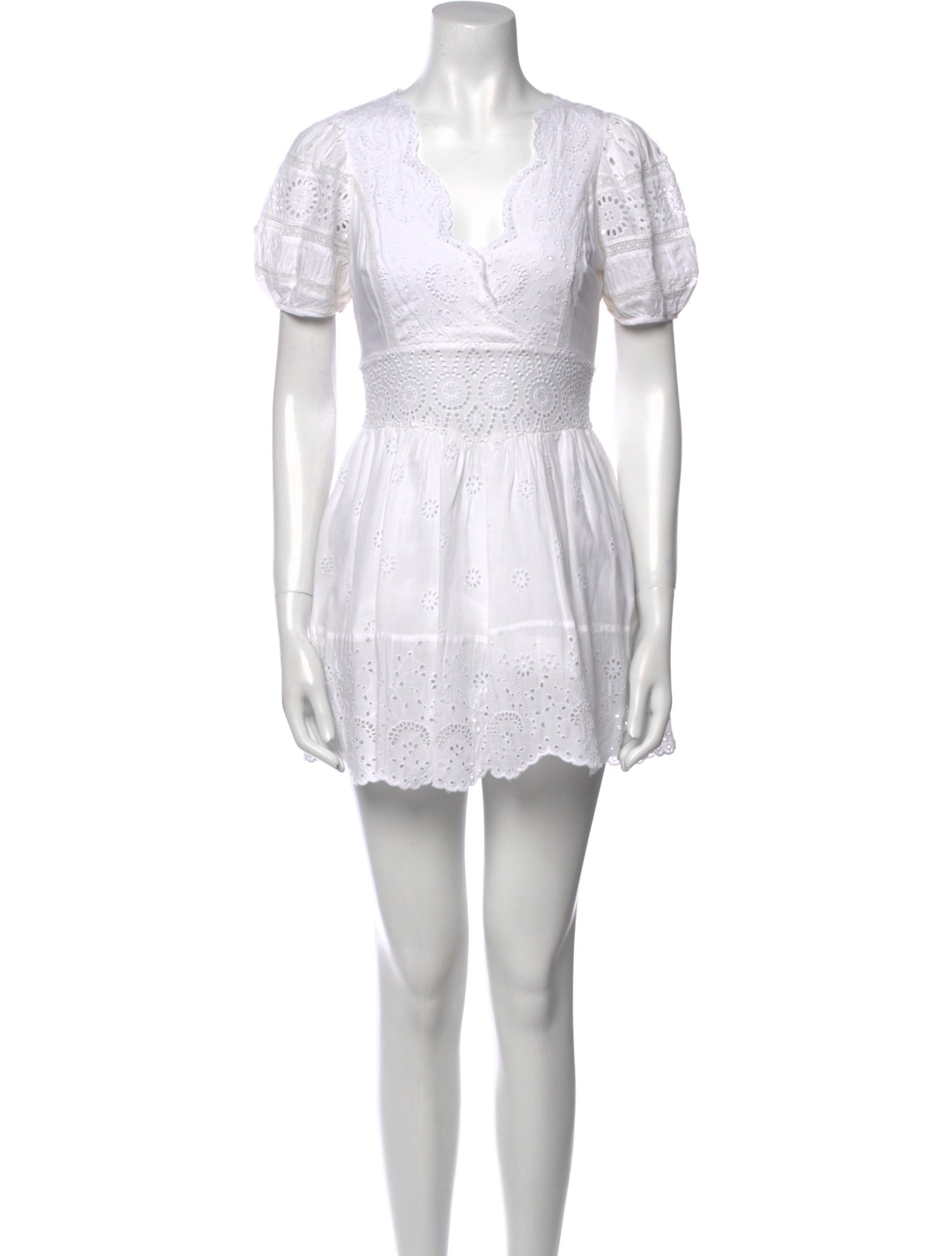 LoveShackFancy V-Neck Mini Dress