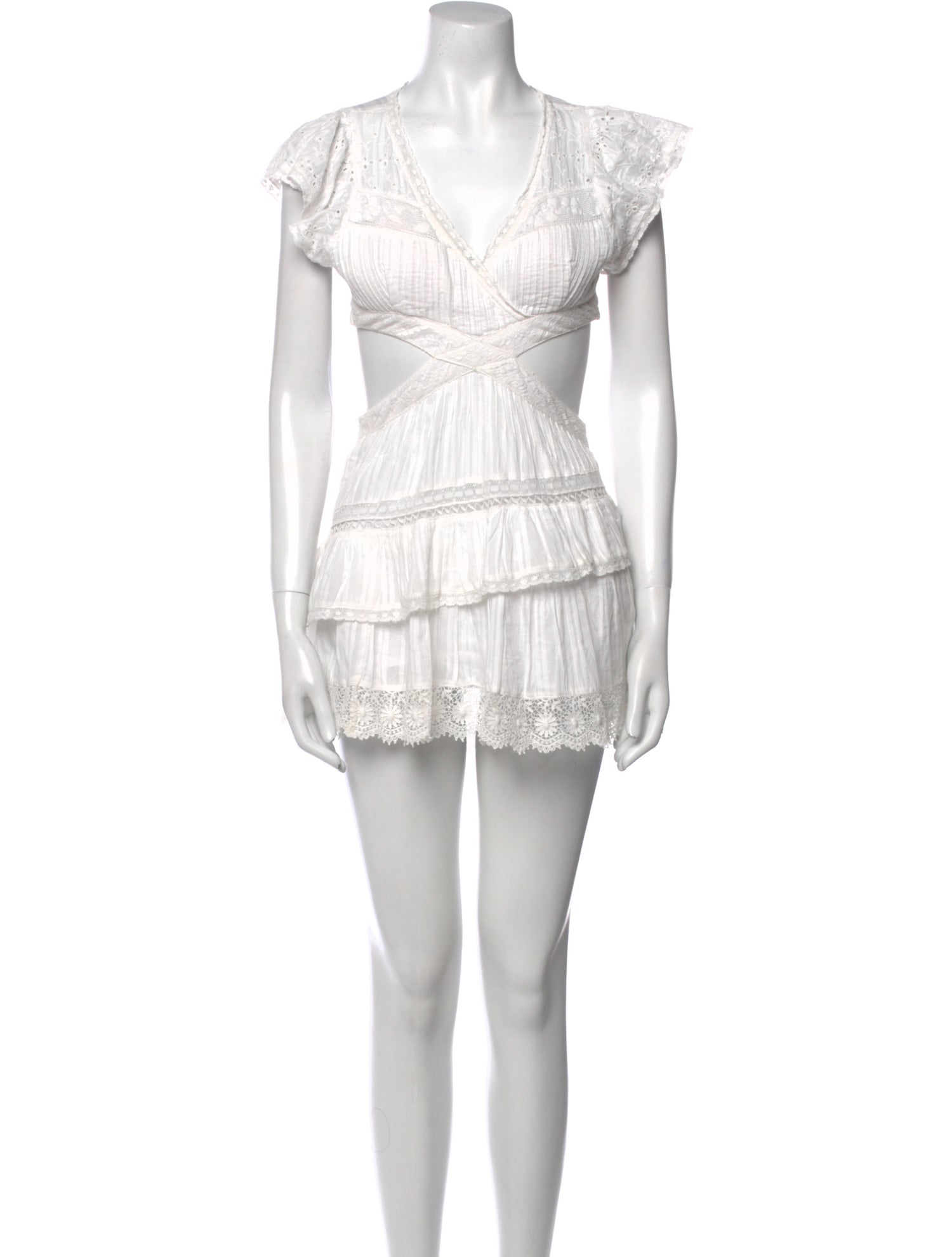 LoveShackFancy V-Neck Mini Dress