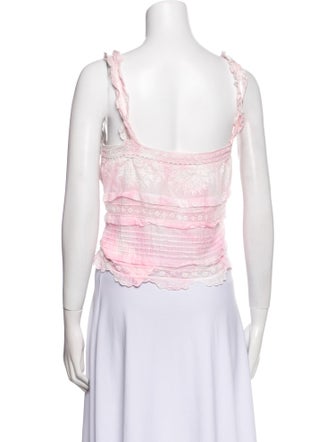 LoveShackFancy Square Neckline Sleeveless Crop Top