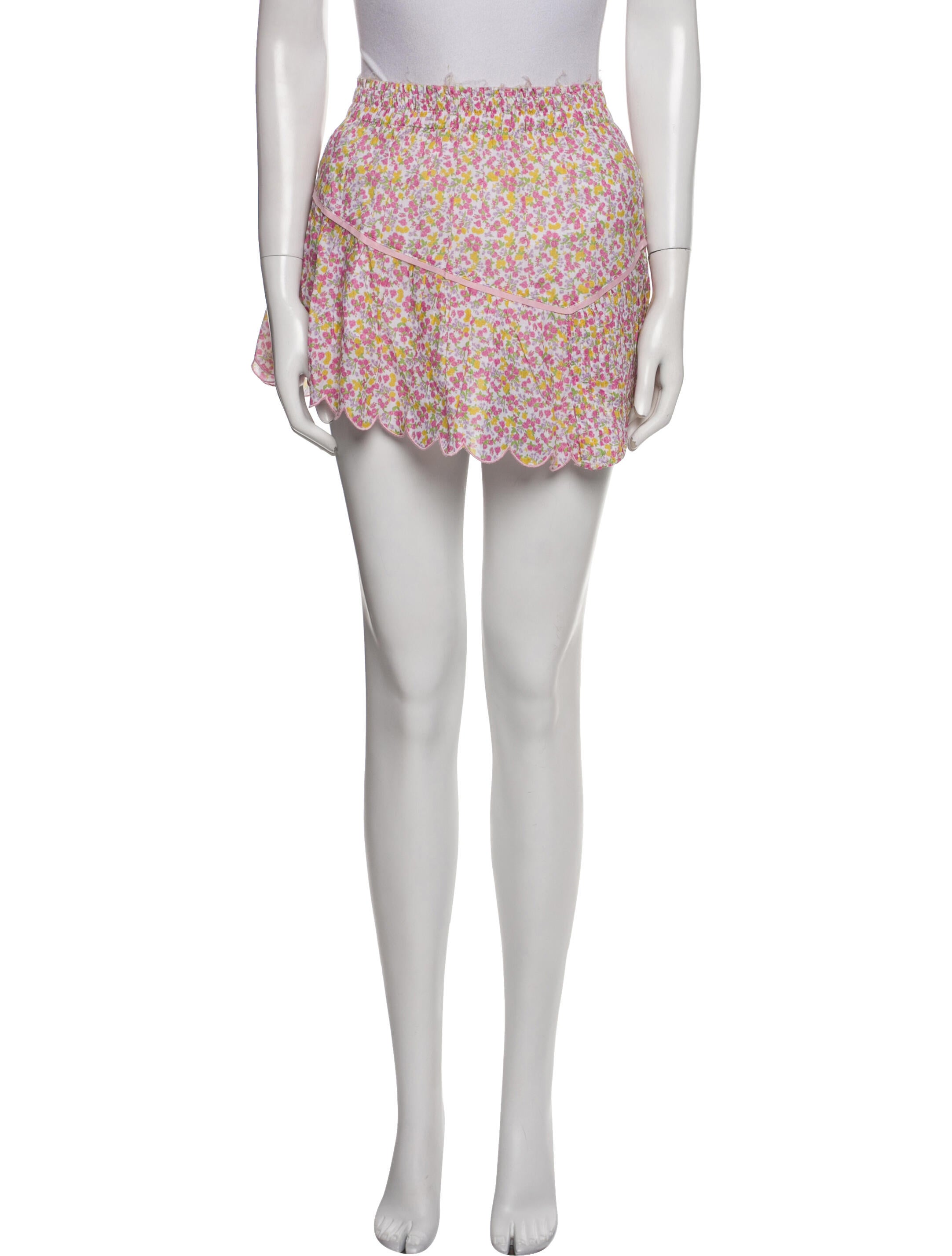 LoveShackFancy Floral Print Mini Skirt