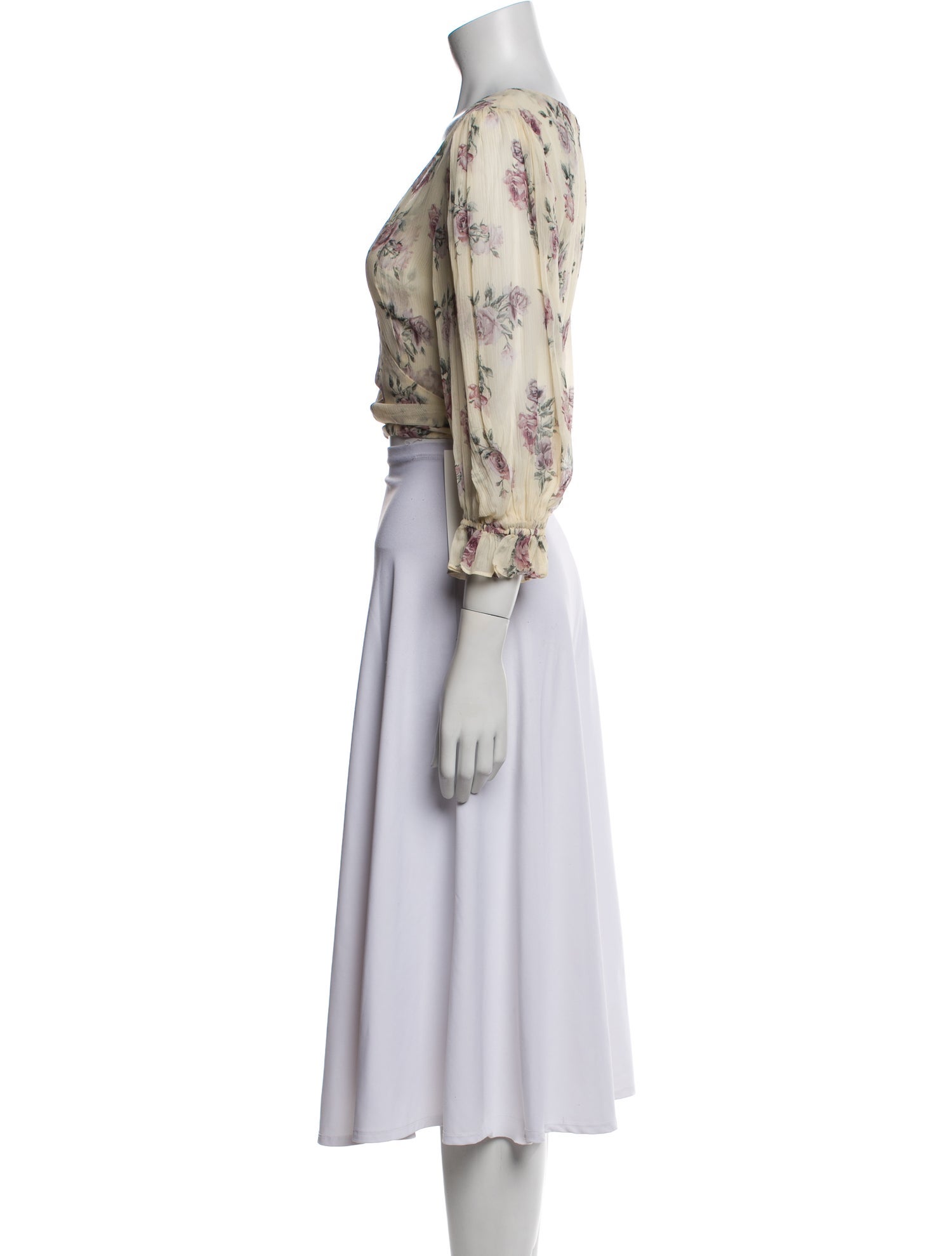 LoveShackFancy Silk Floral Print Crop Top