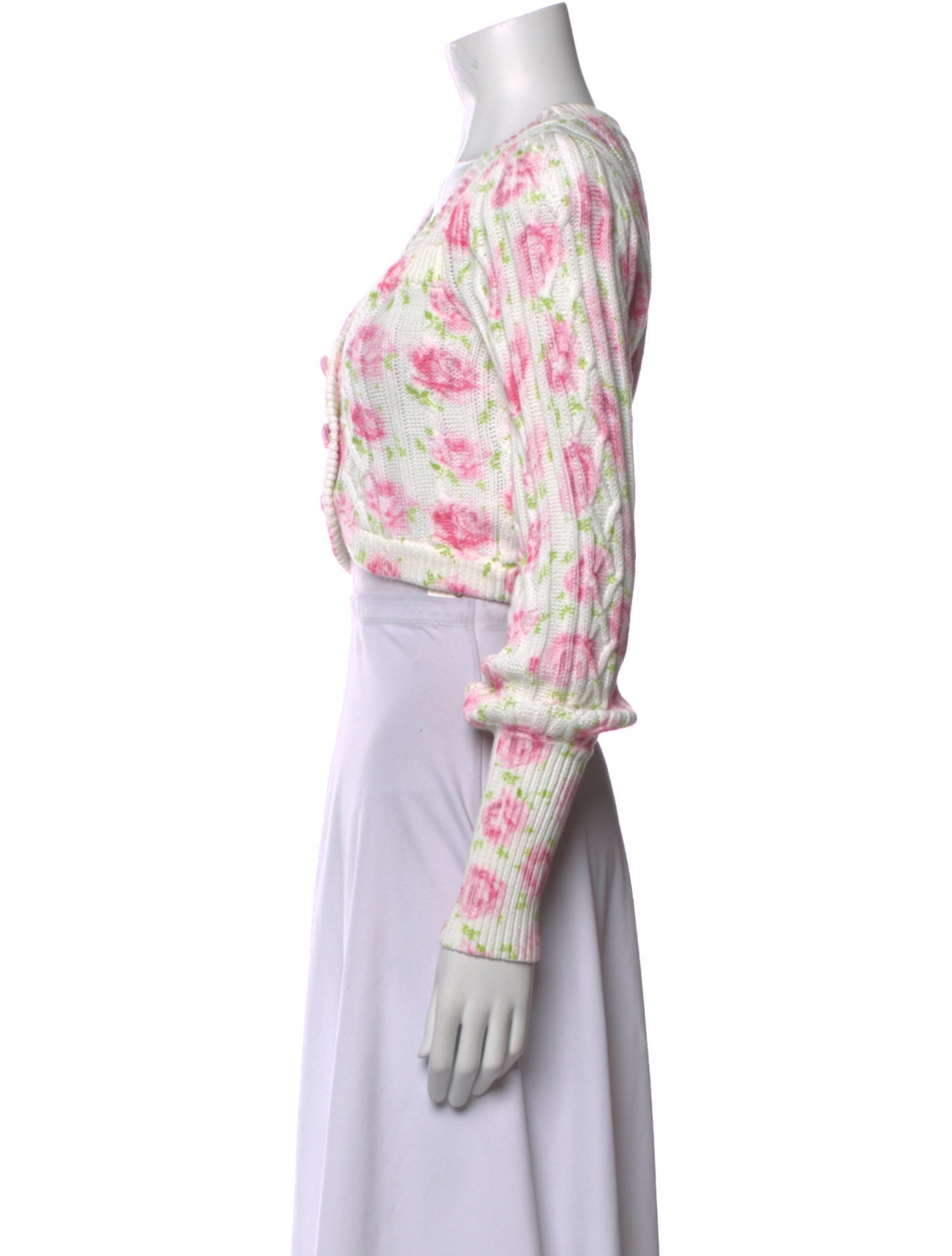 LoveShackFancy Floral Print V-Neck Sweater