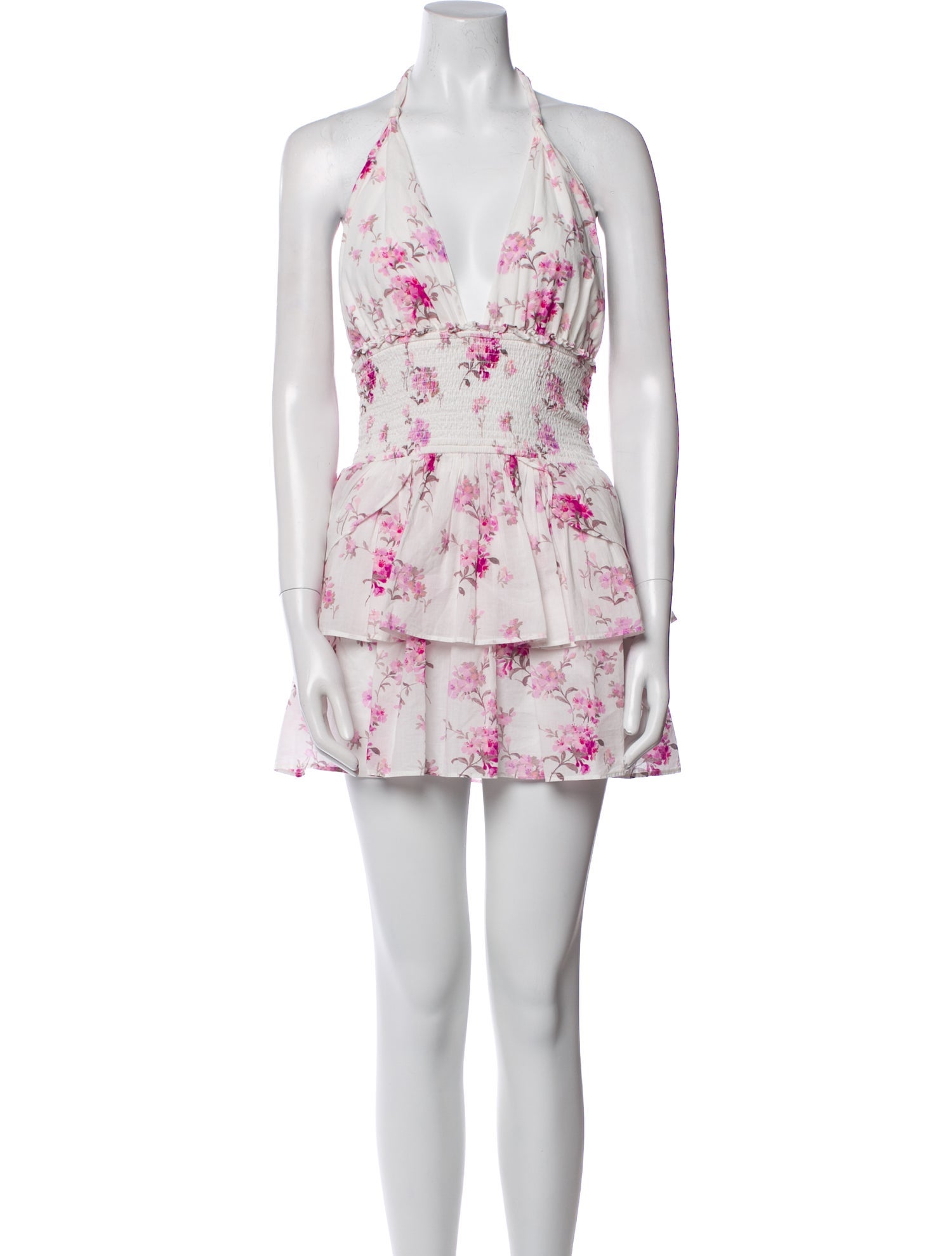 LoveShackFancy Floral Print Mini Dress