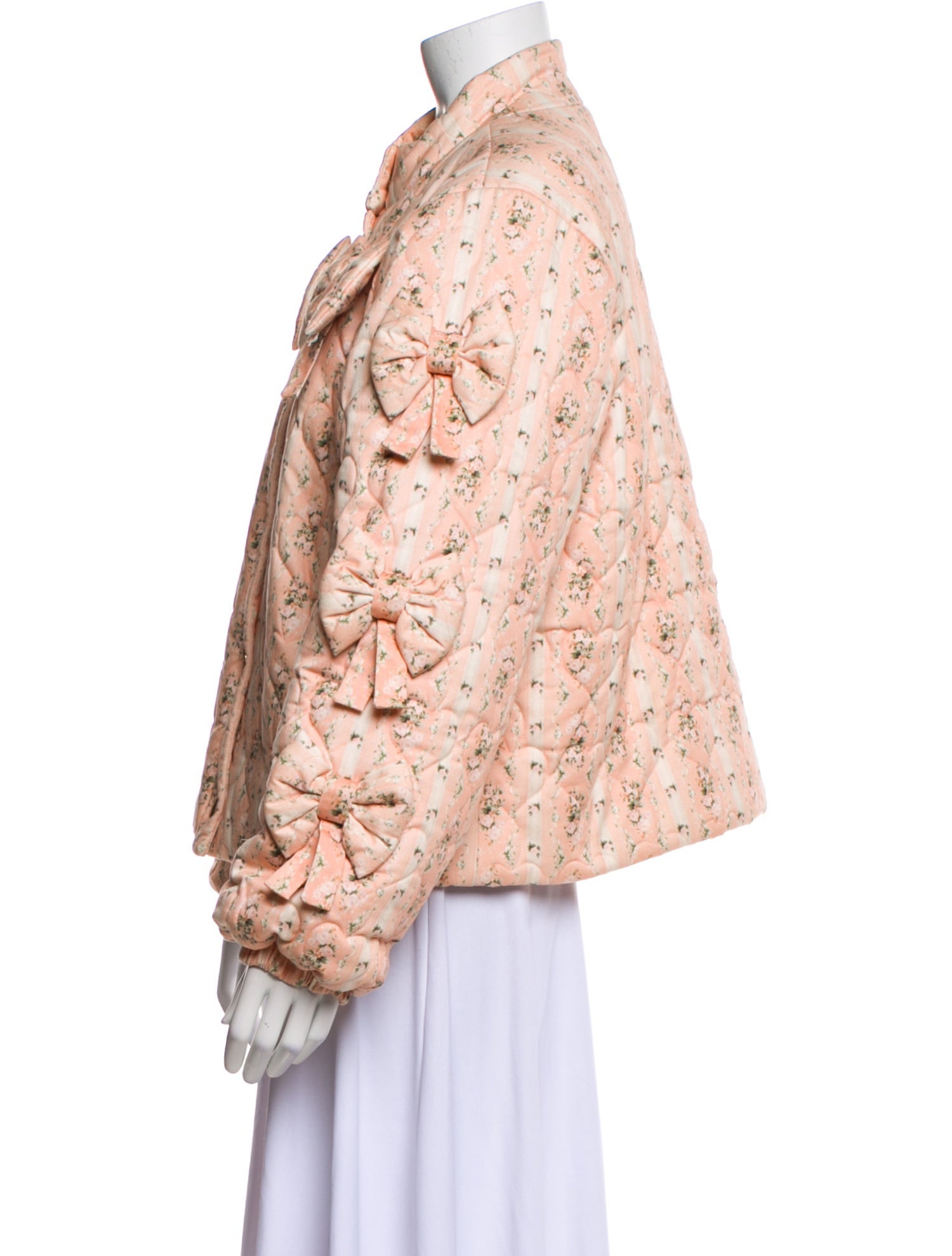 LoveShackFancy Floral Print Faux Fur Jacket