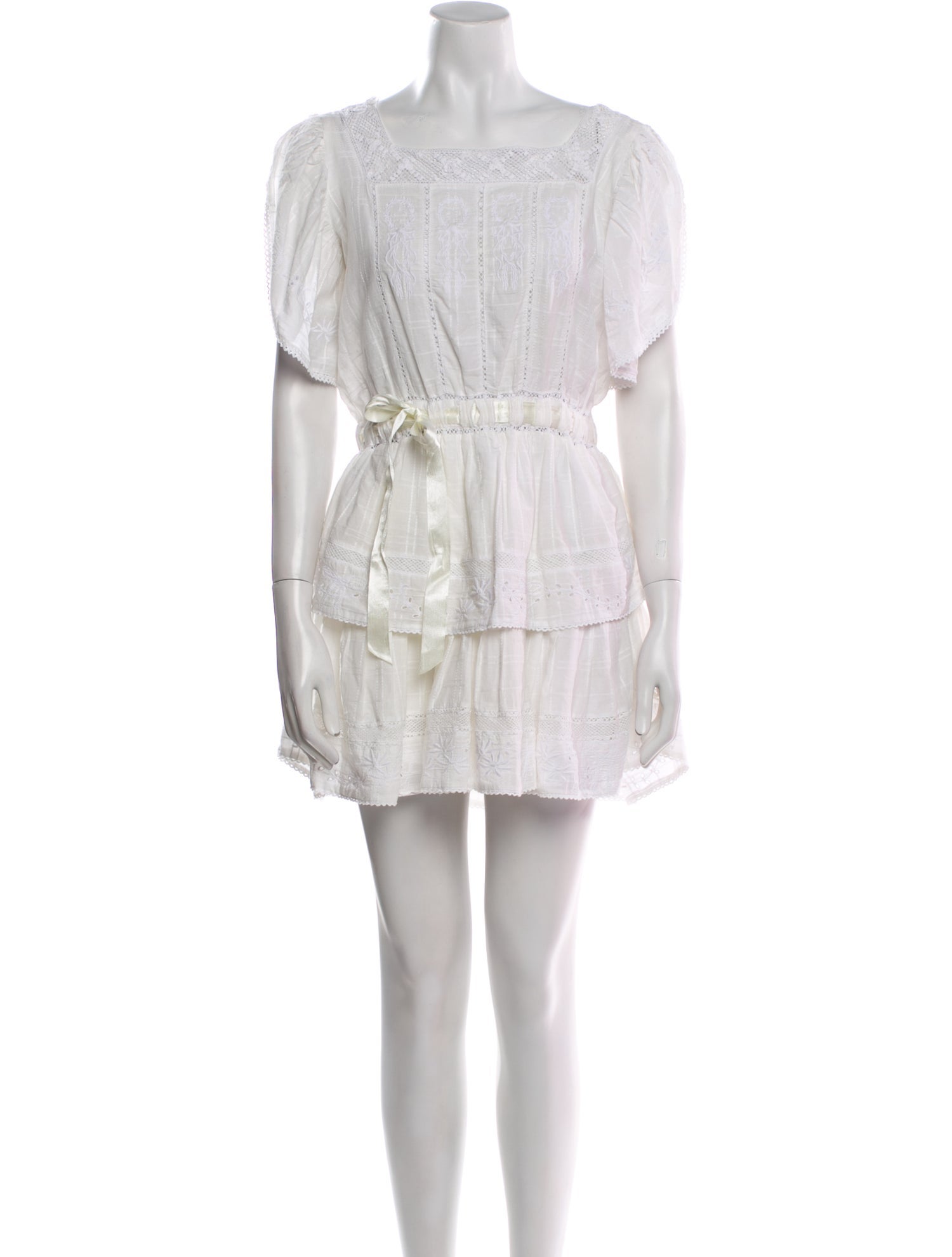 LoveShackFancy Square Neckline Mini Dress