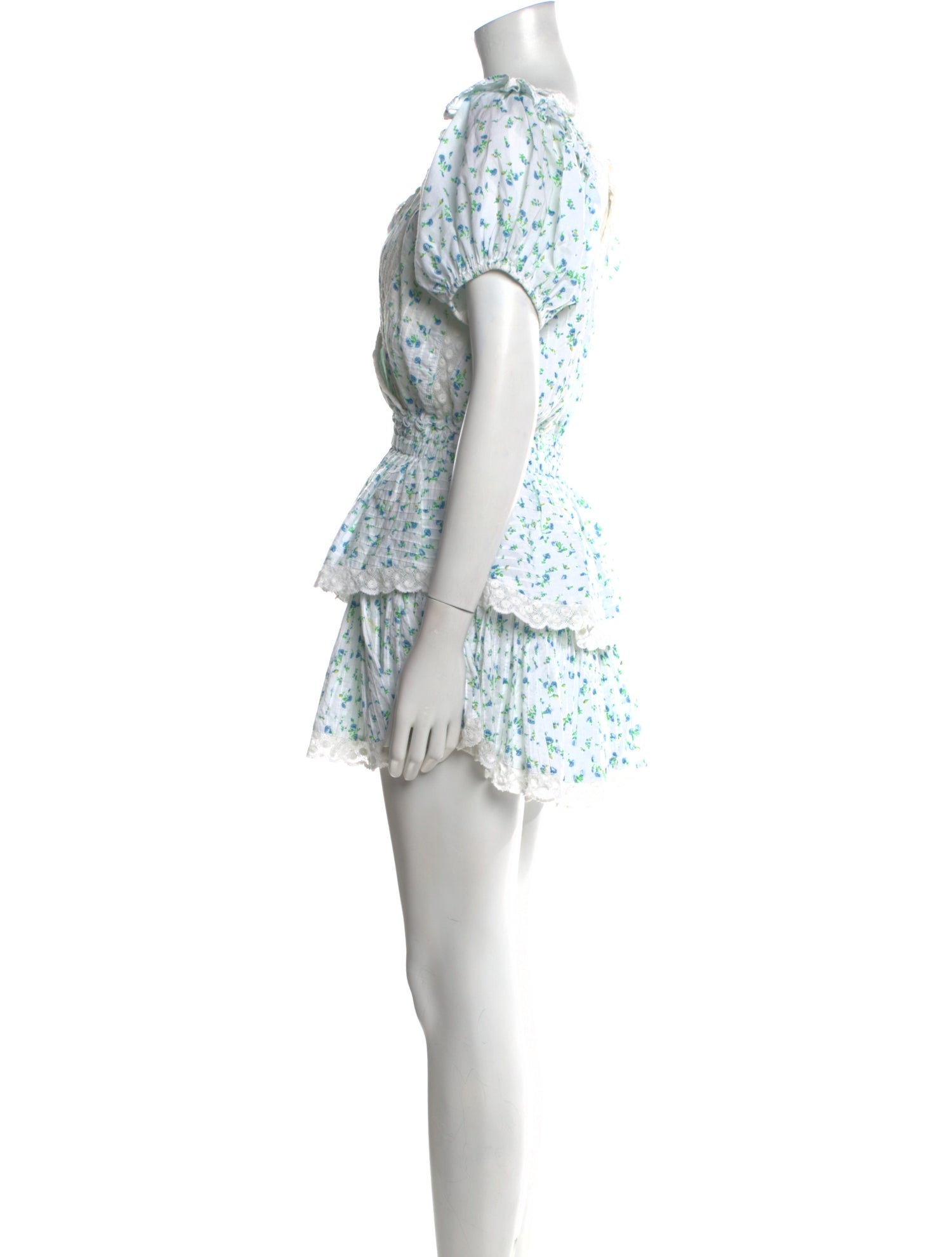 LoveShackFancy Floral Print Mini Dress