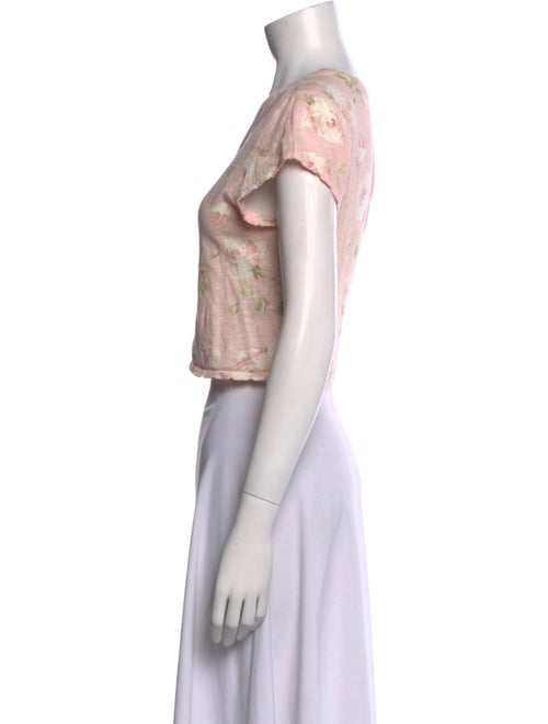 LoveShackFancy Floral Print Crew Neck Crop Top