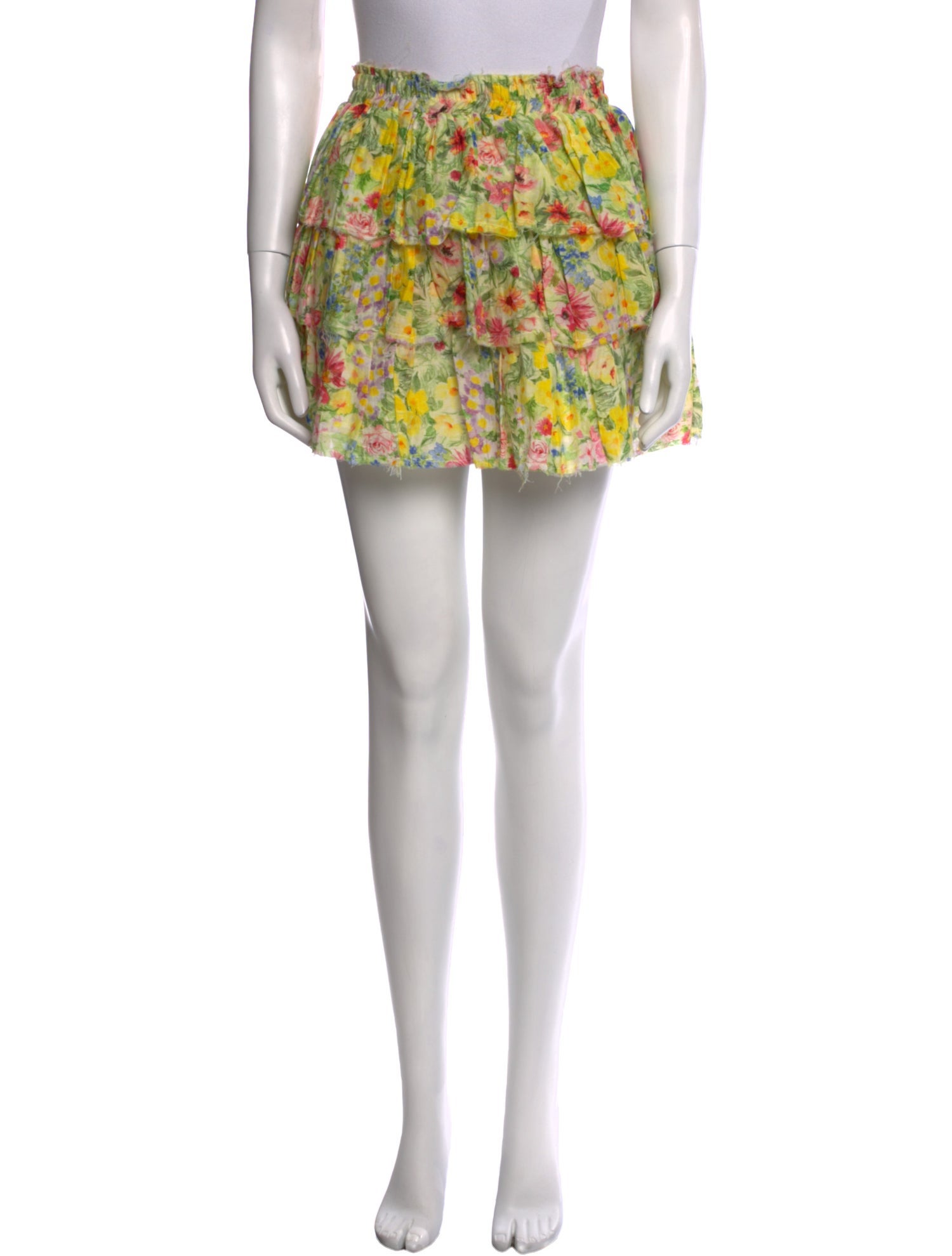 LoveShackFancy Floral Print Mini Skirt