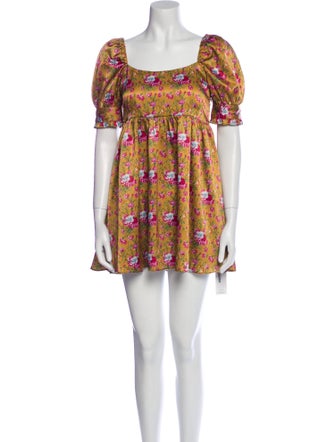 LoveShackFancy Floral Print Mini Dress