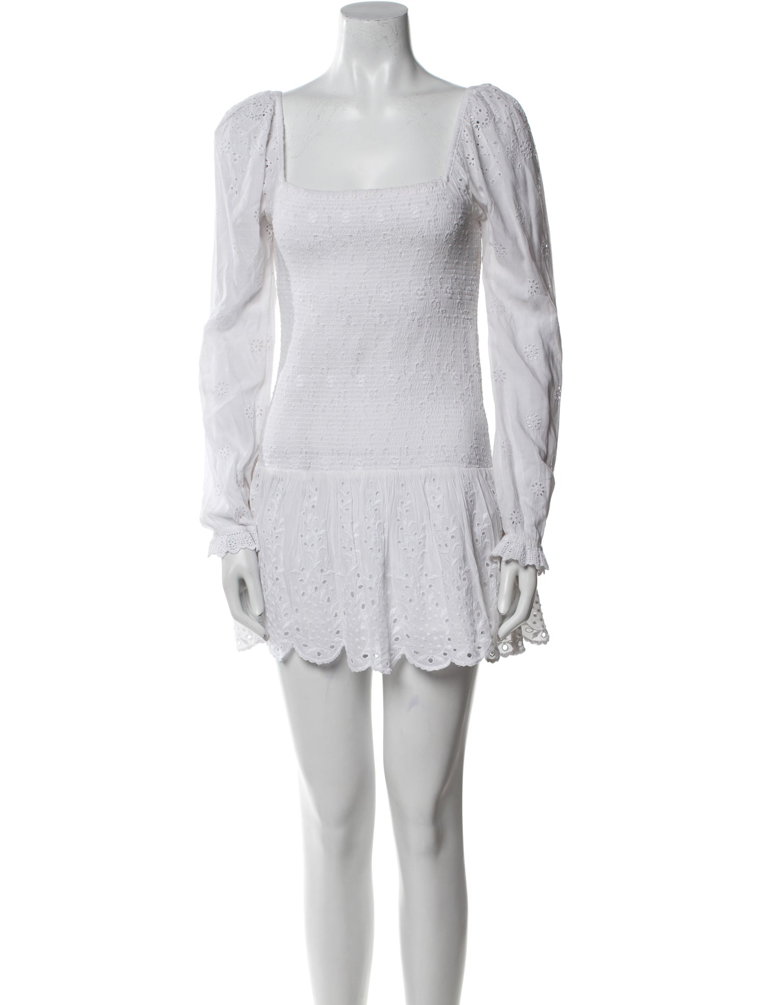 LoveShackFancy Square Neckline Mini Dress