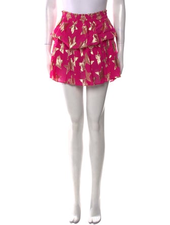 LoveShackFancy Floral Print Mini Skirt