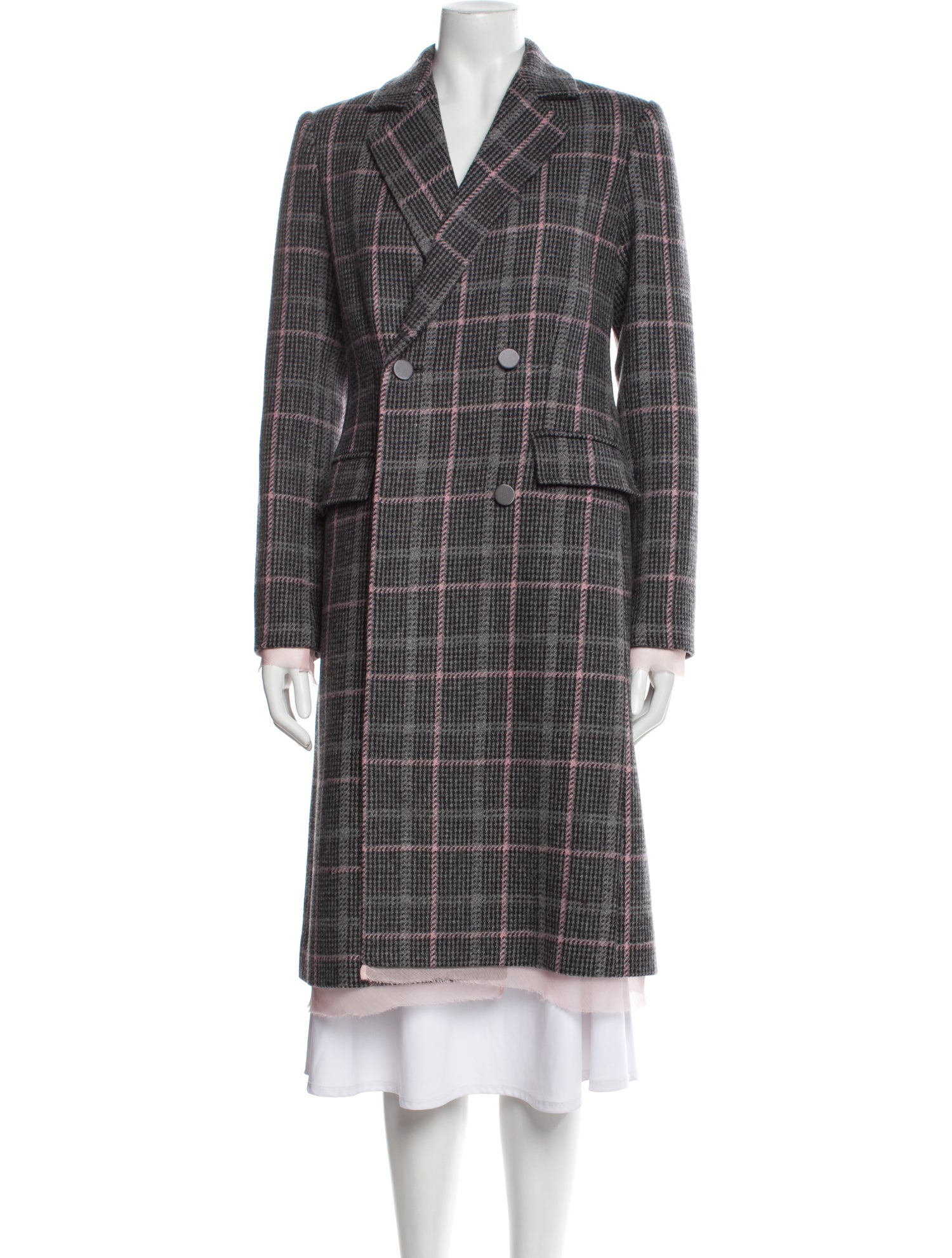 LoveShackFancy Virgin Wool Plaid Print Peacoat