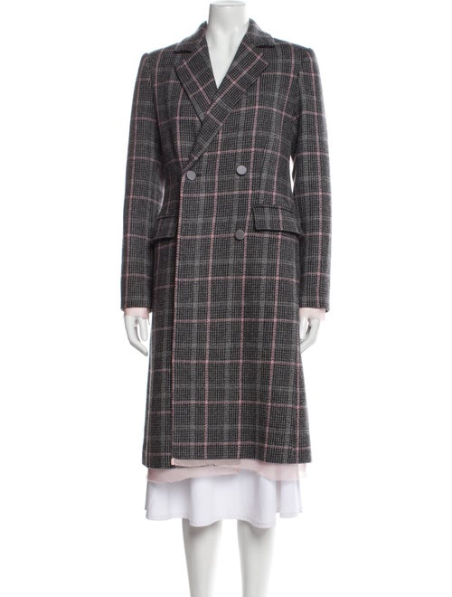 LoveShackFancy Virgin Wool Plaid Print Peacoat