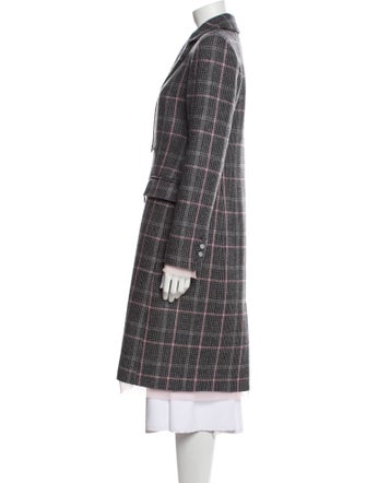 LoveShackFancy Virgin Wool Plaid Print Peacoat
