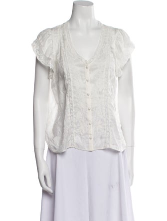 LoveShackFancy Silk V-Neck Blouse
