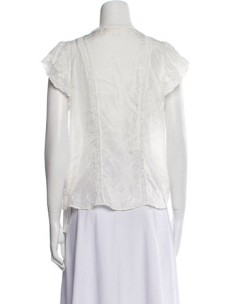 LoveShackFancy Silk V-Neck Blouse