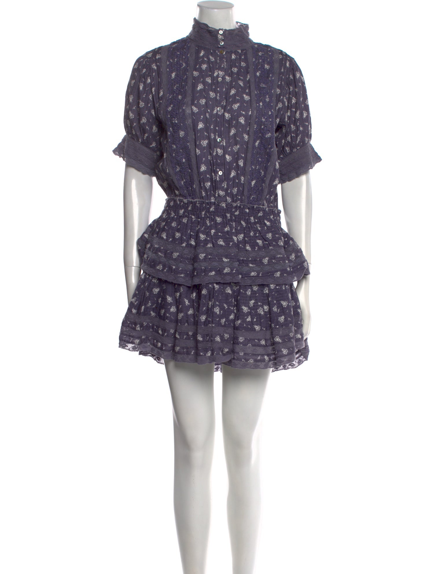 LoveShackFancy Floral Print Mini Dress