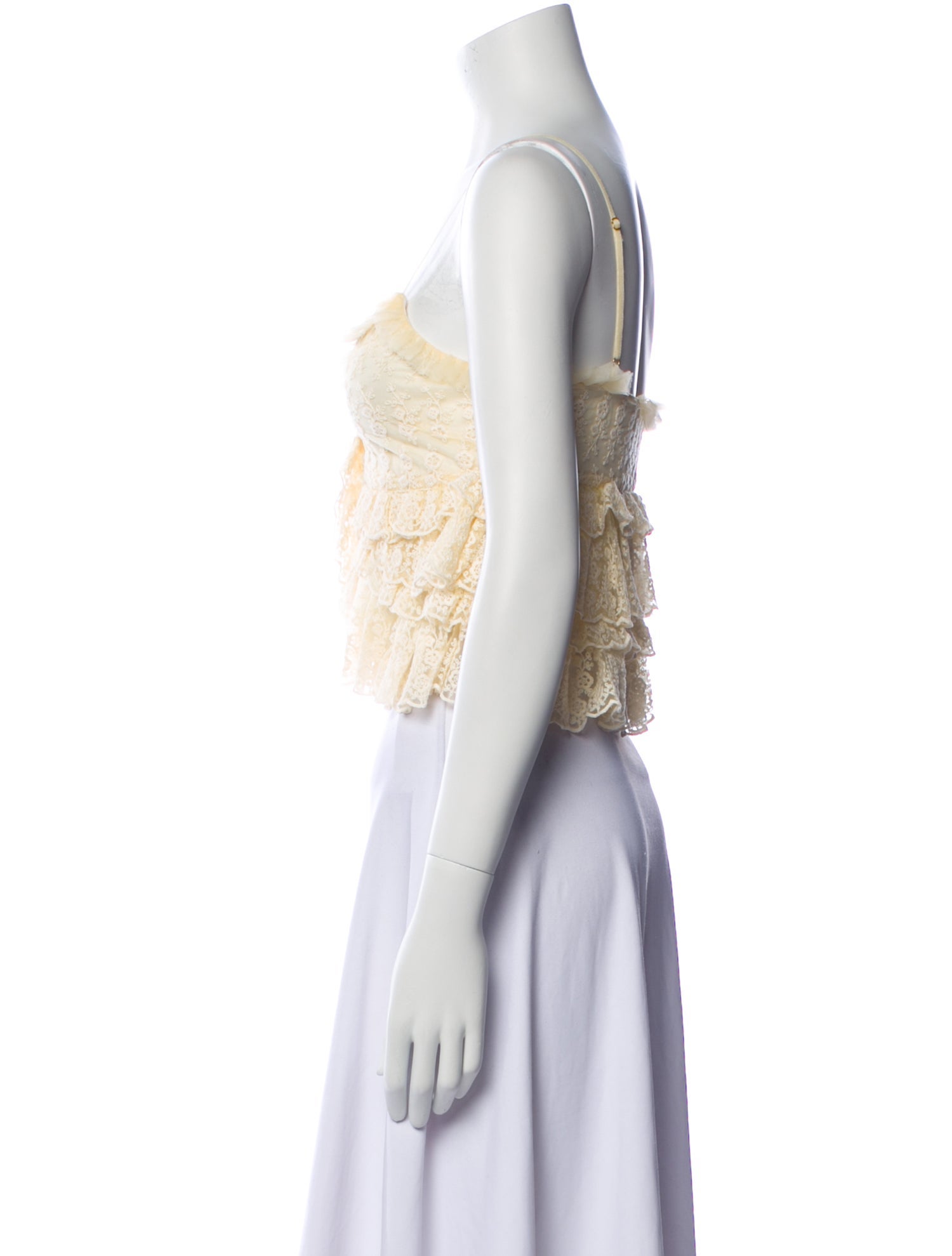 LoveShackFancy Square Neckline Sleeveless Crop Top