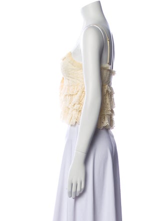 LoveShackFancy Square Neckline Sleeveless Crop Top