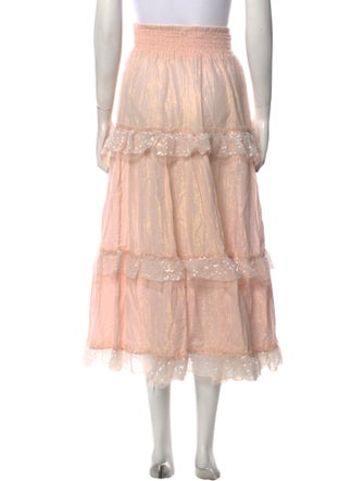 LoveShackFancy Glitter Accents Midi Length Skirt