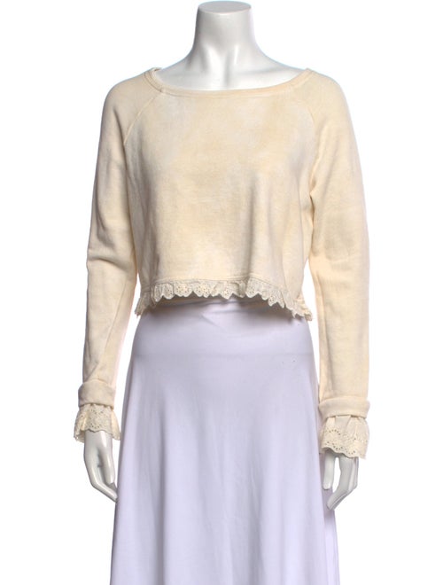 LoveShackFancy Scoop Neck Long Sleeve Crop Top