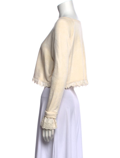 LoveShackFancy Scoop Neck Long Sleeve Crop Top