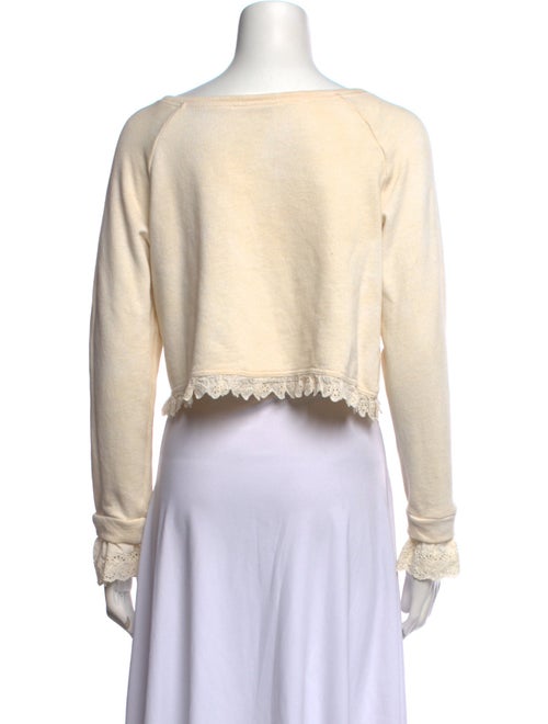 LoveShackFancy Scoop Neck Long Sleeve Crop Top