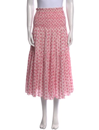 LoveShackFancy Floral Print Midi Length Skirt