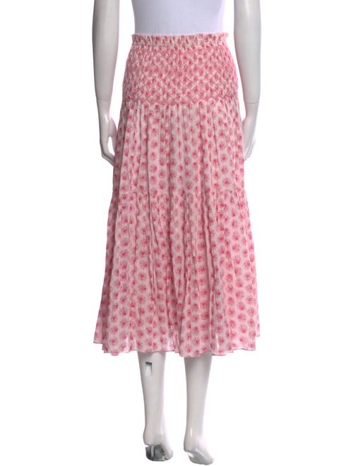 LoveShackFancy Floral Print Midi Length Skirt