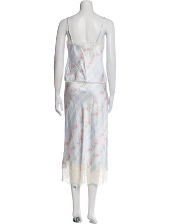 LoveShackFancy Floral Print Lace Trim Embellishment Lounge Set