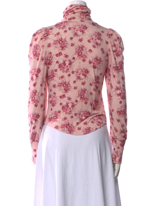 LoveShackFancy Floral Print Turtleneck Blouse
