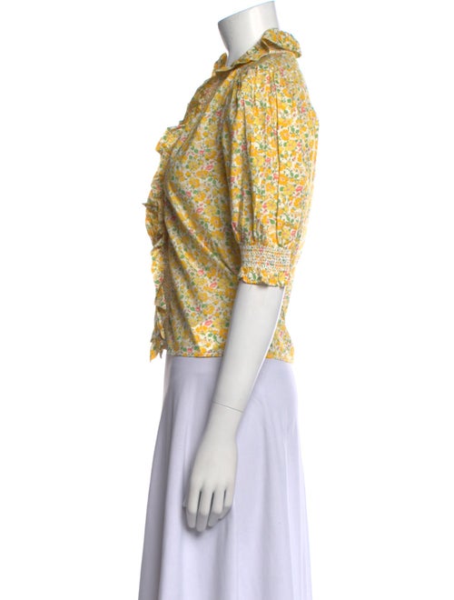 LoveShackFancy Floral Print V-Neck Crop Top