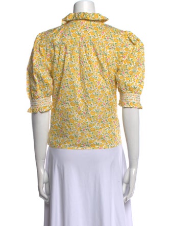 LoveShackFancy Floral Print V-Neck Crop Top