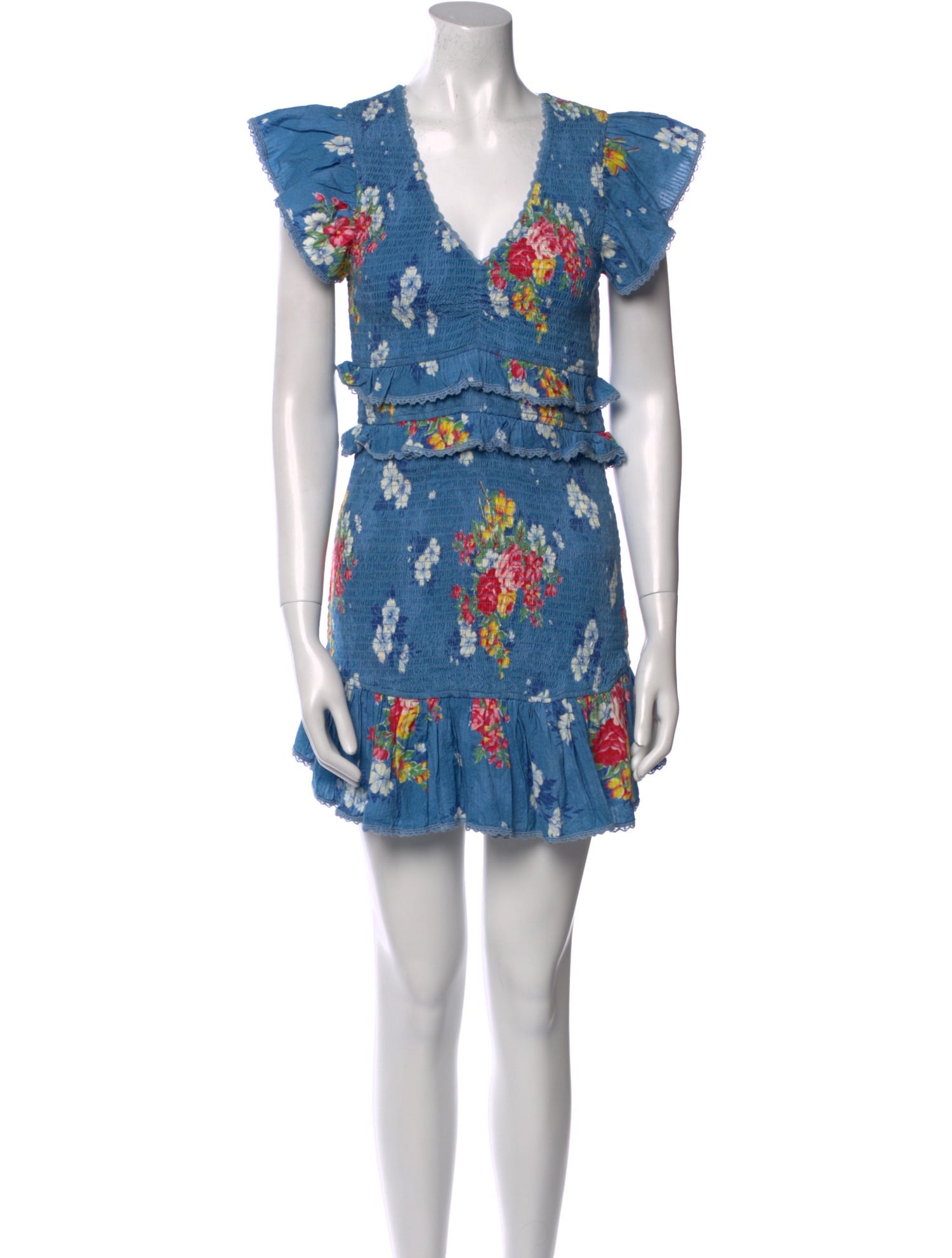 LoveShackFancy Floral Print Mini Dress